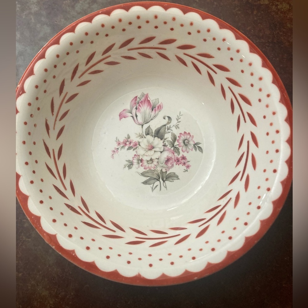Vintage Homer Laughlin Virginia Rose China Serving Bowl Rust Colored